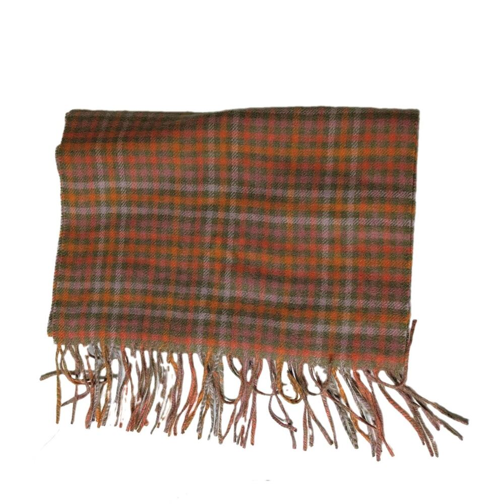 LL Bean 100% Lambswool Plaid Tweed Winter Scarf